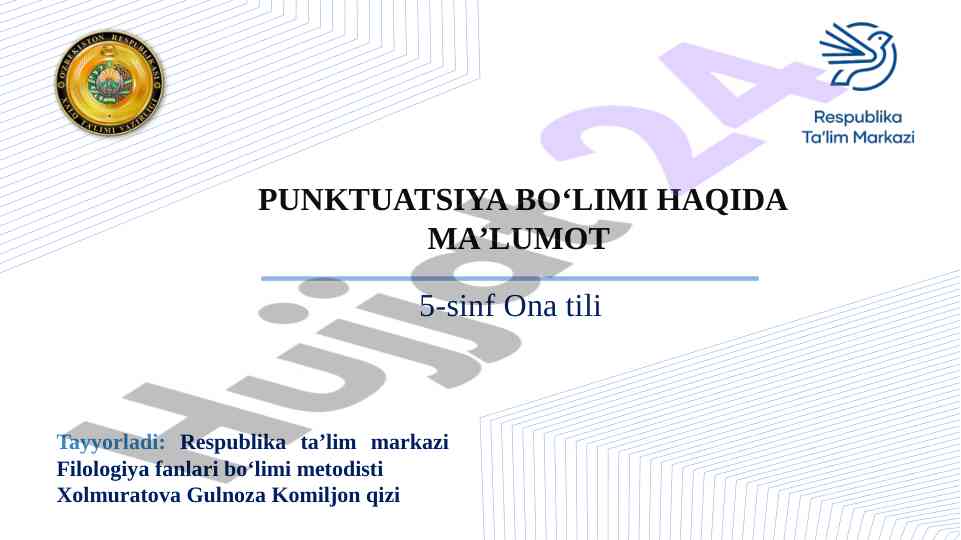 5-sinf ona tili punktuatsiya bo‘limi haqida ma’lumot