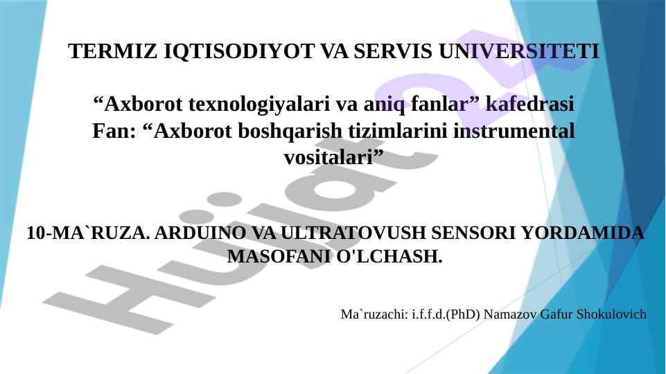 Arduino va ultratovush sensori bilan masofani o'lchash