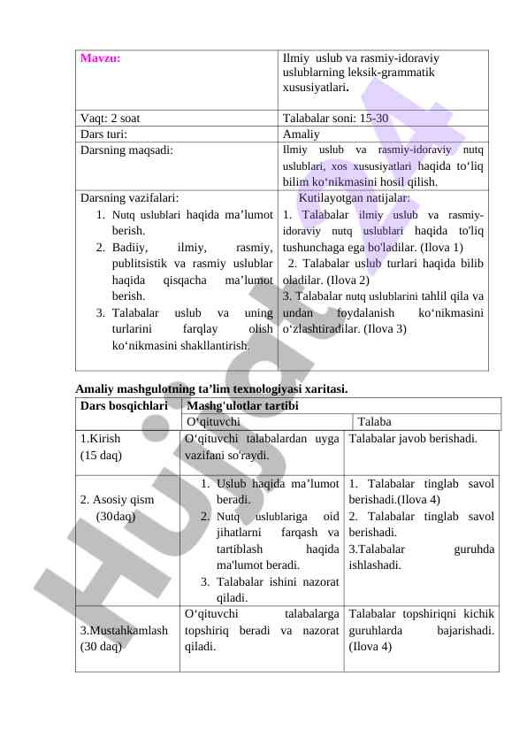Ilmiy uslub va rasmiy-idoraviy uslublarning xususiyatlari