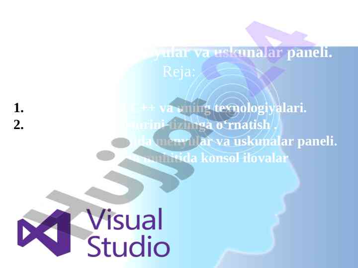 Visual c++ muhitida dasturlash va texnologiyalar