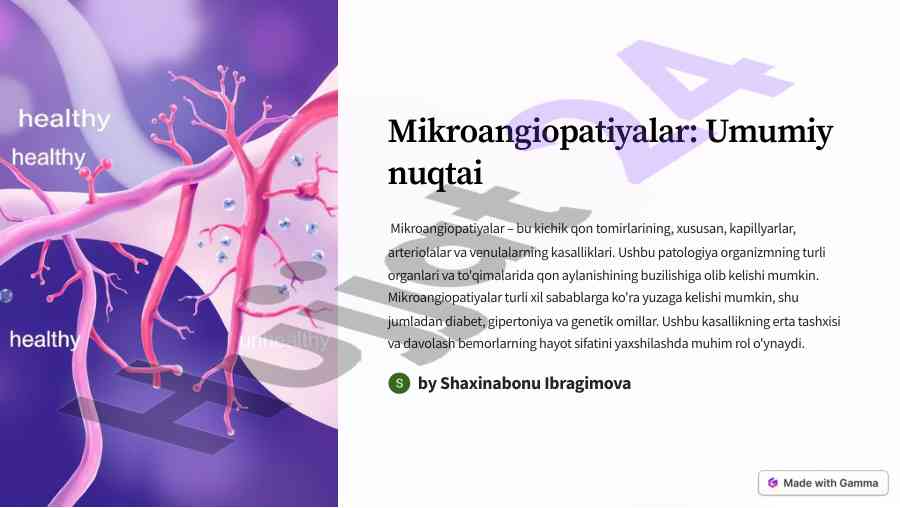 Mikroangiopatiyalar tushunchasi va ularning turlari