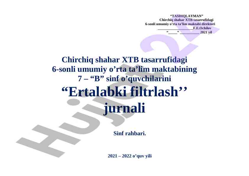 Sinf o‘quvchilarining filtrlash jarayoni