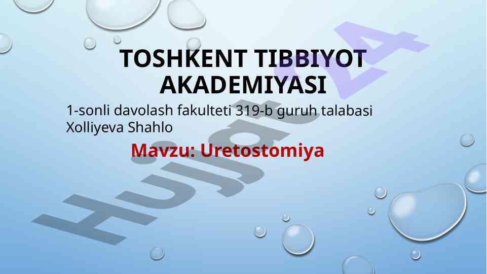 Uretostomiya Amaliyoti Jarayoni