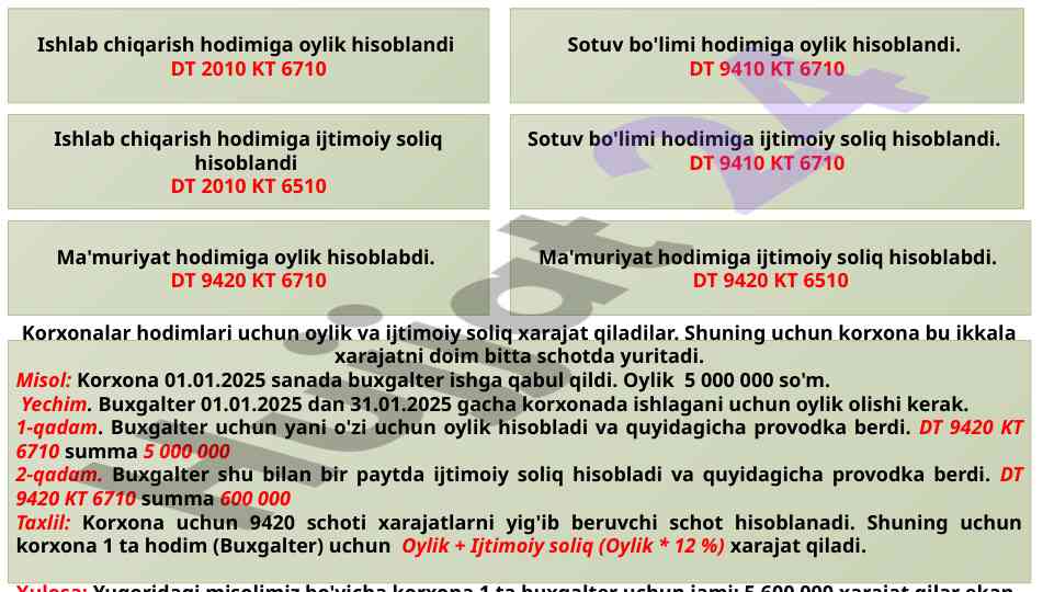 Oylik hisoblash jarayoni va ijtimoiy soliq tahlili