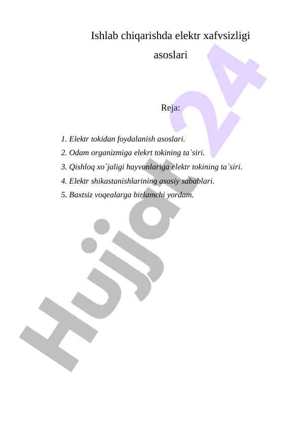 Elektr Hаvfsizligi Asoslari