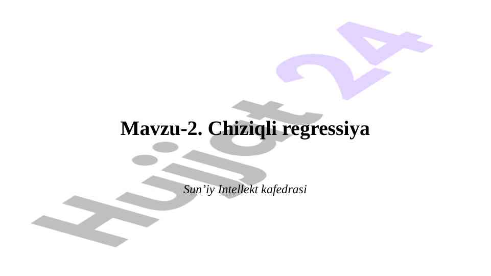 Chiziqli regressiya va gradient tushish texnikasi
