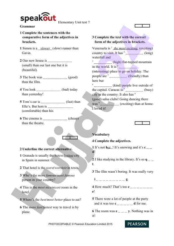 Elementary unit test on comparative adjectives