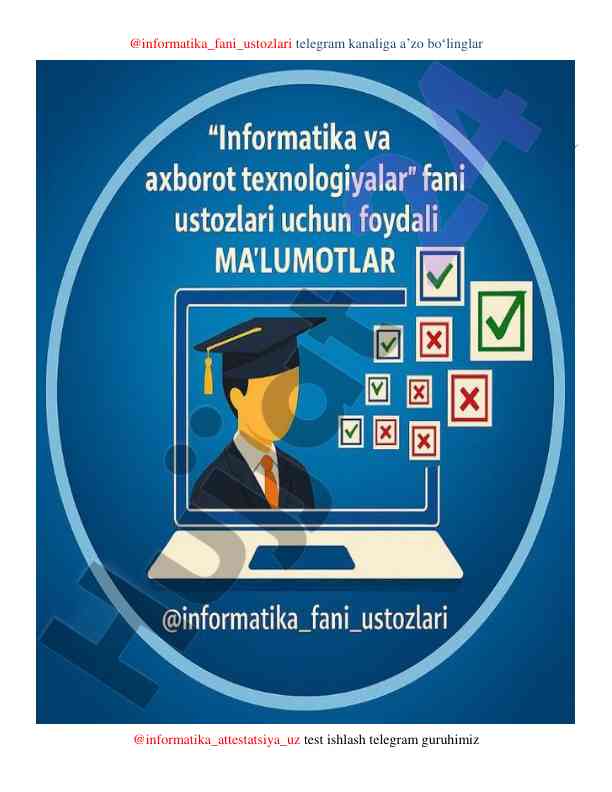 Informatika fanidan test savollari