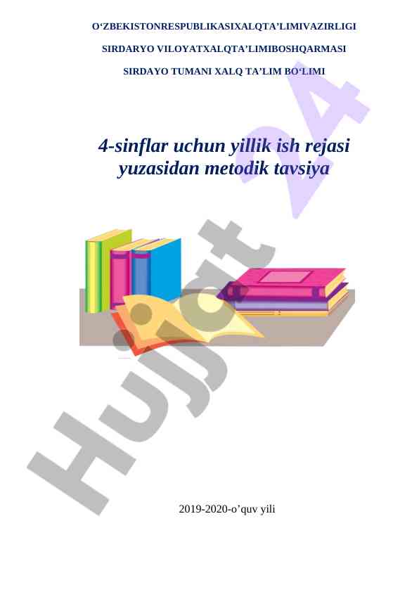 Yillik ish rejasi metodik tavsiya 2019-2020
