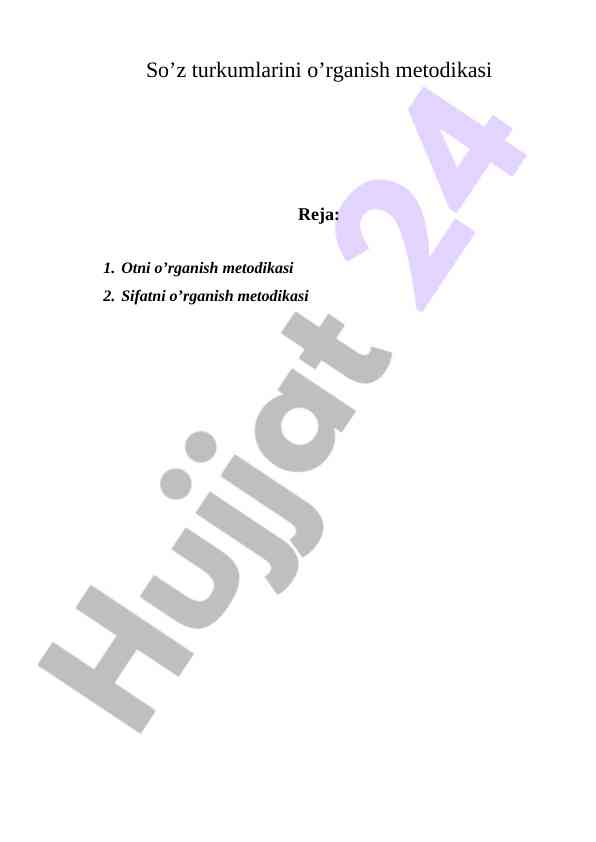 So’z turkumlarini o’rganish metodikasi