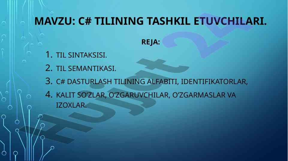 C# tili sintaksisi va semantikasi asoslari