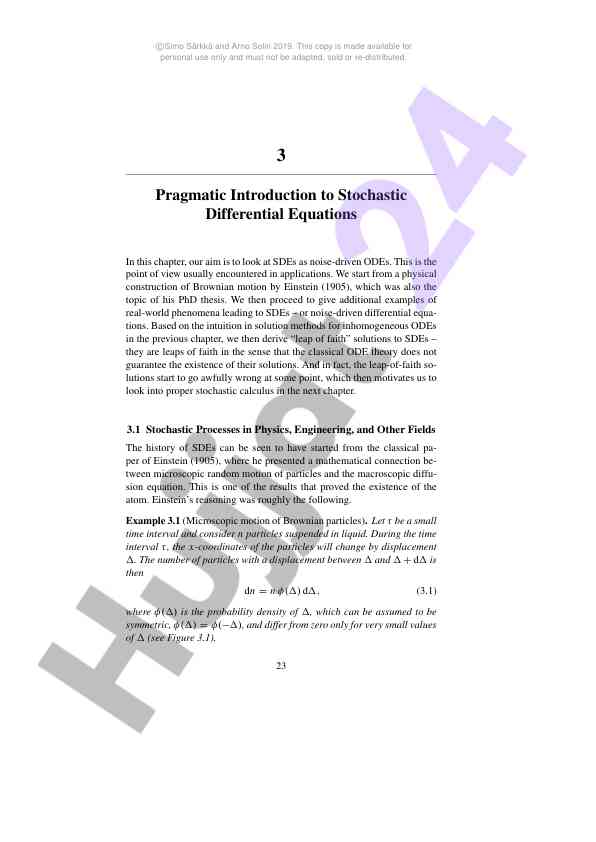 Pragmatic introduction to stochastic differential equations