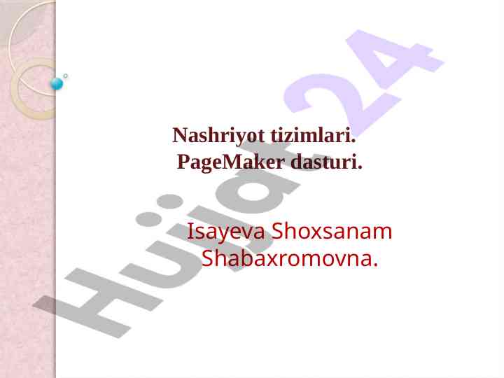 Pagemaker dasturining asosiy vazifalari va ishlash