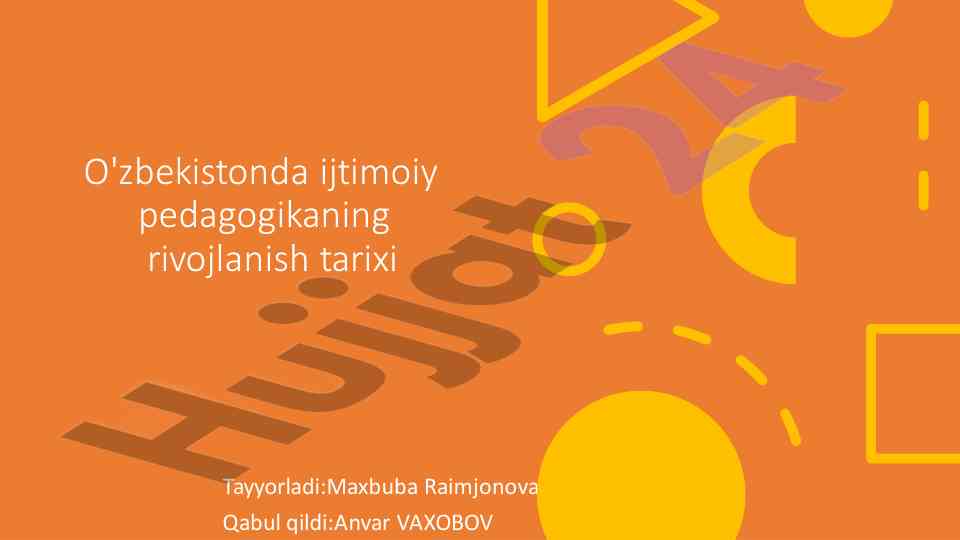 Ijtimoiy pedagogikaning rivojlanish tarixi o'zbekistonda