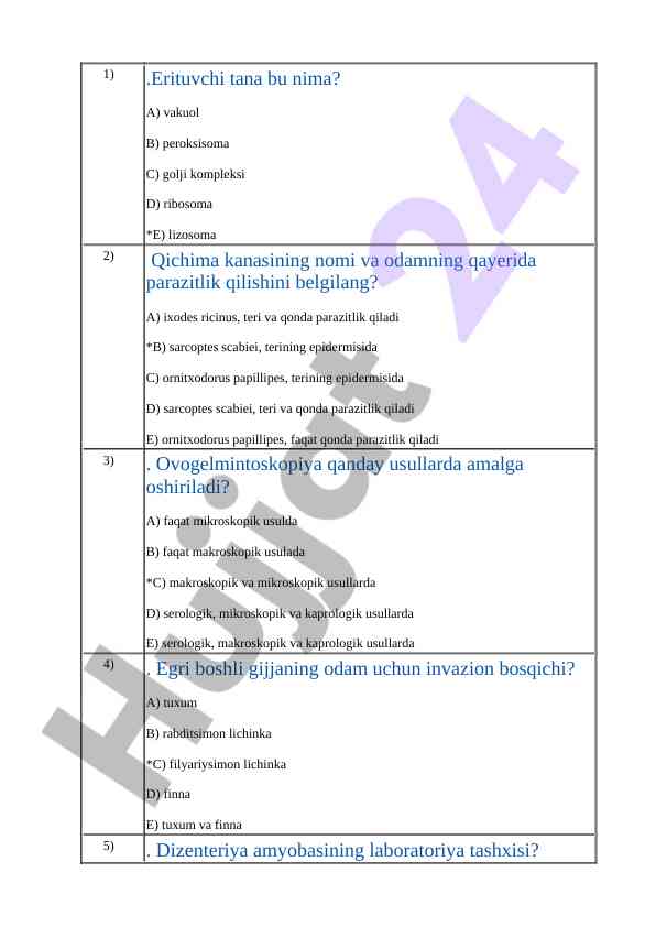 Biologiyadagi ayirish systemalari haqida test