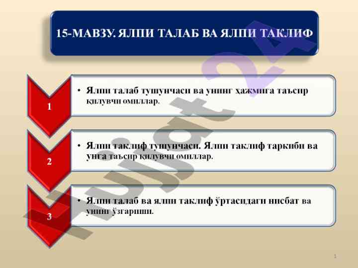 Yalpi talab va taklif tushunchalari bo'yicha tahlil