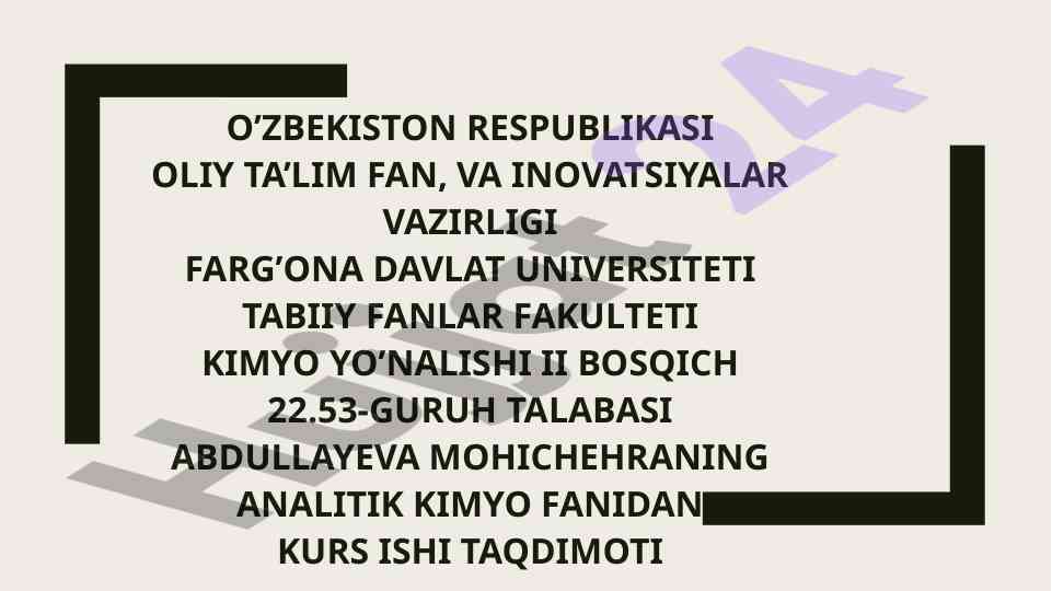 Konsentrlash usullarining umumiy tafsifi