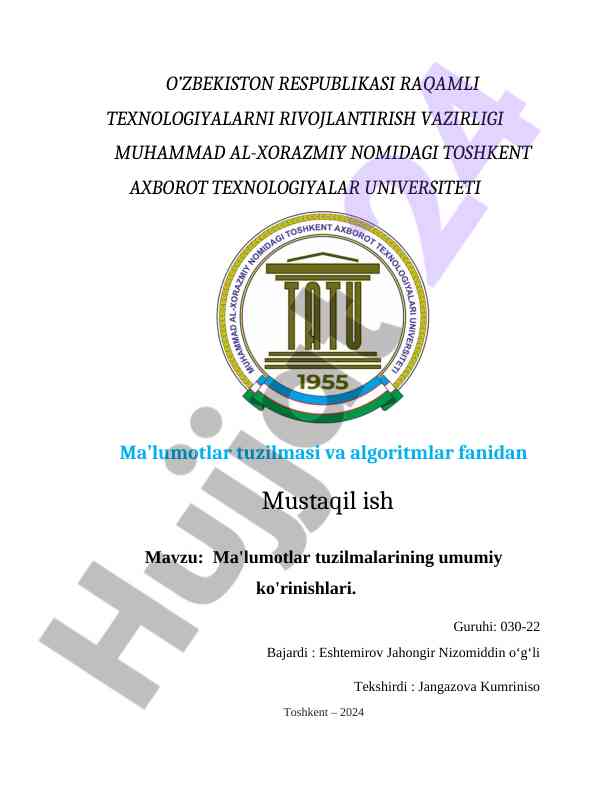 Ma'lumotlar tuzilmalarining umumiy ko'rinishlari