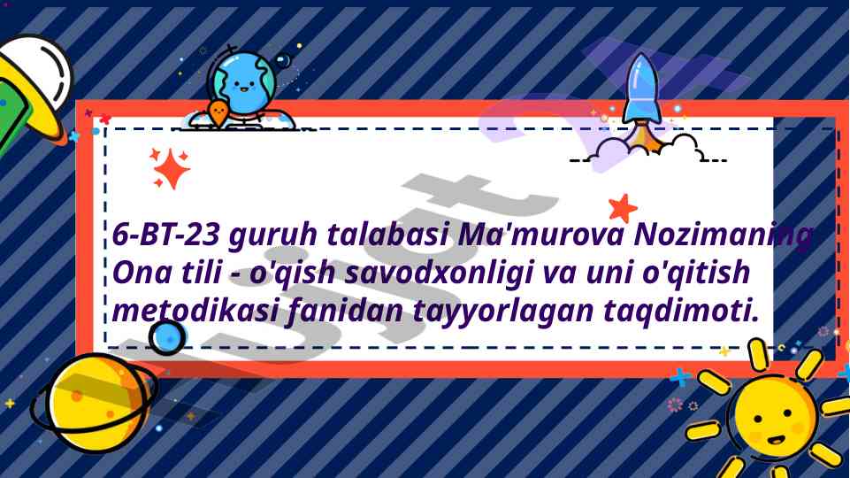 Ona tili o'qish savodxonligi metodikasi taqdimoti