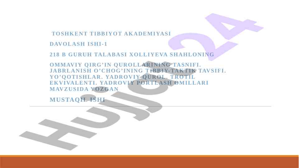 Ommaviy Qirg‘in Qurollarining Tasnifi