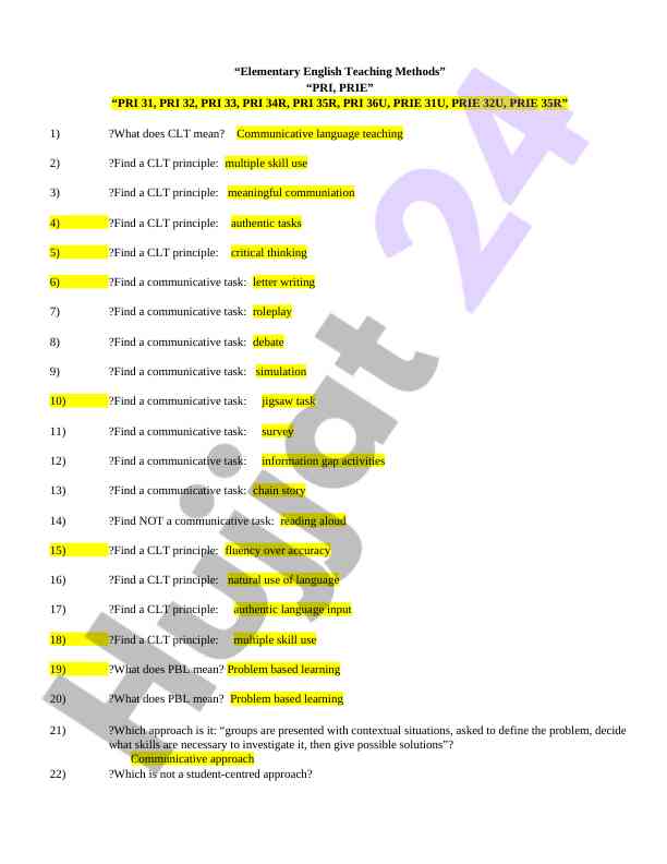 Elementary english teaching methods and approaches
