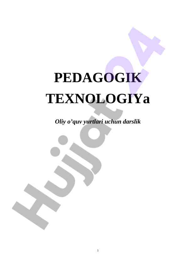 Pedagogik texnologiya darsligi uchun annotatsiya
