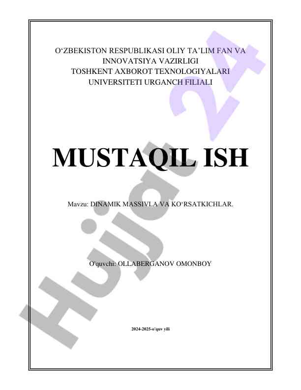 Dinamik massivlar va ko'rsatkichlar tushunchasi