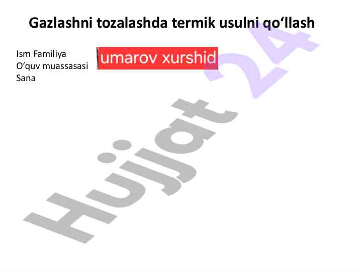 Termik usul bilimlari va gazlashni tozalash
