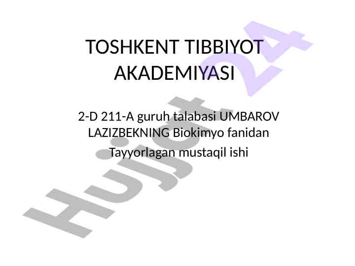 Qon ivish mexanizmi va fibrinoliz haqida mustaqil ish