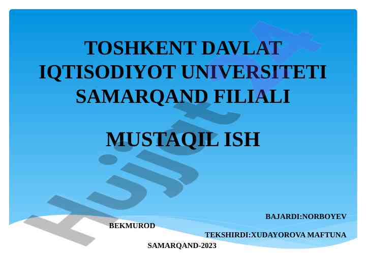 Bozor infratuzilmasi va uning unsurlari tahlili