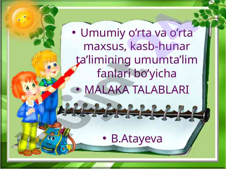 Malaka talablari b.atayeva ona tili fani