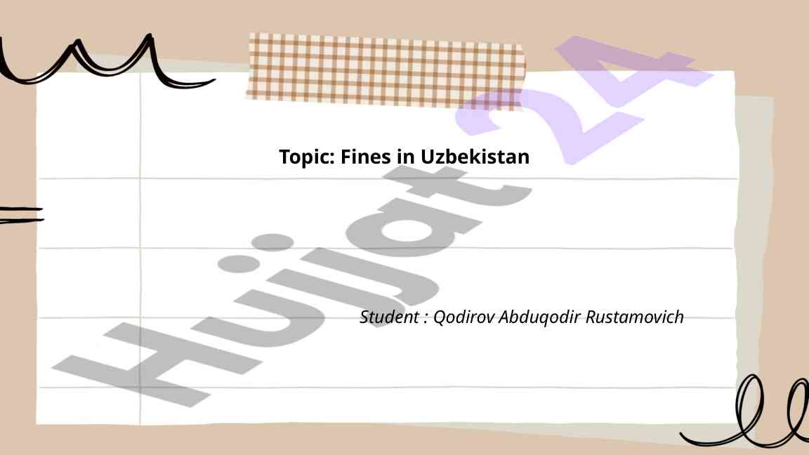 O‘zbekistondagi Jinoiyatlar uchun Jarimalar Turlari