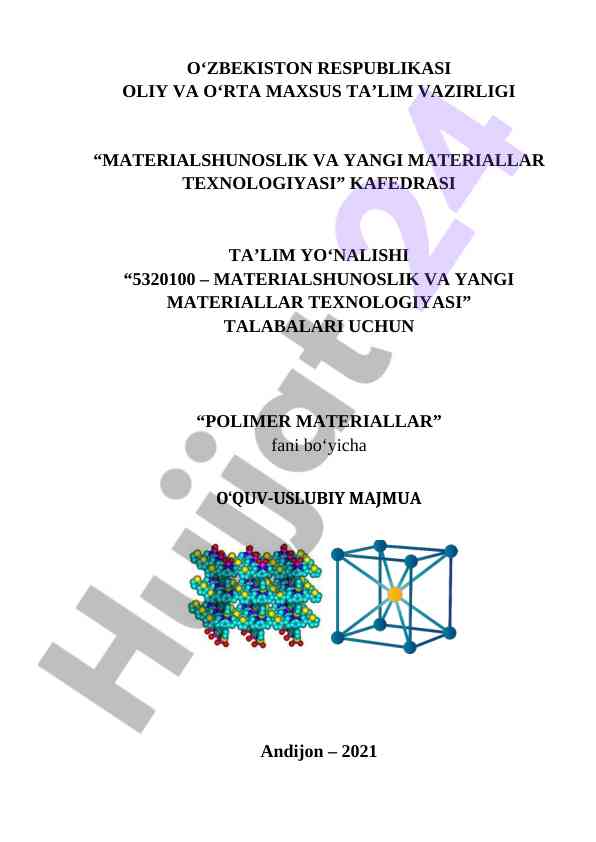 Polimer materiallar o‘quv-uslubiy majmua