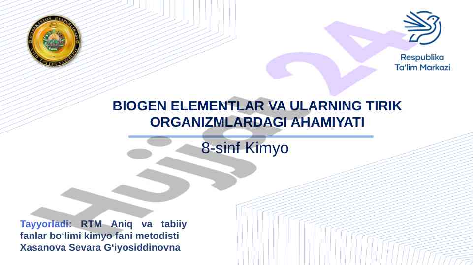 Biogen elementlar va tirik organizmda ahamiyati