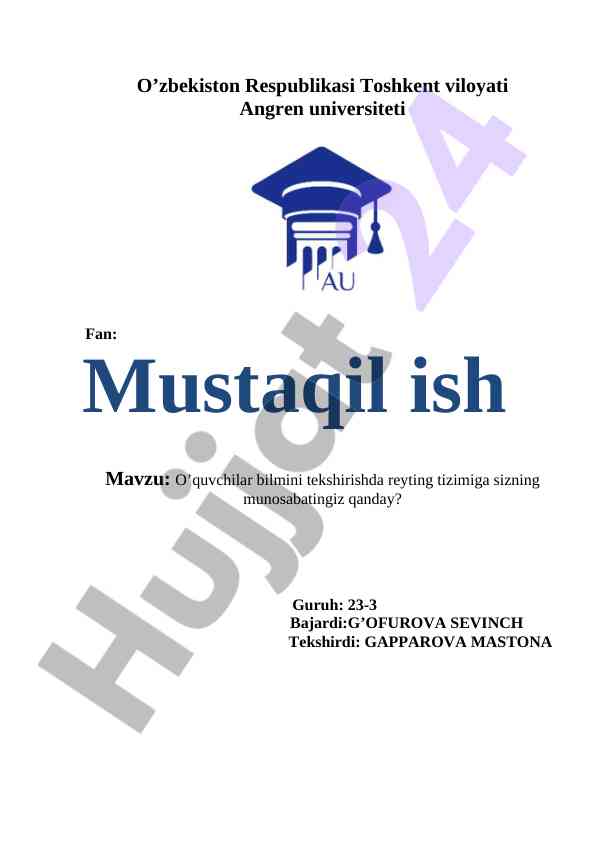 O'quvchilar bilmini tekshirishda reyting tizimi