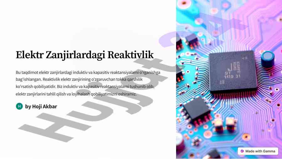 Elektr zanjirlardagi induktiv va kapasitiv reaktansiyalar