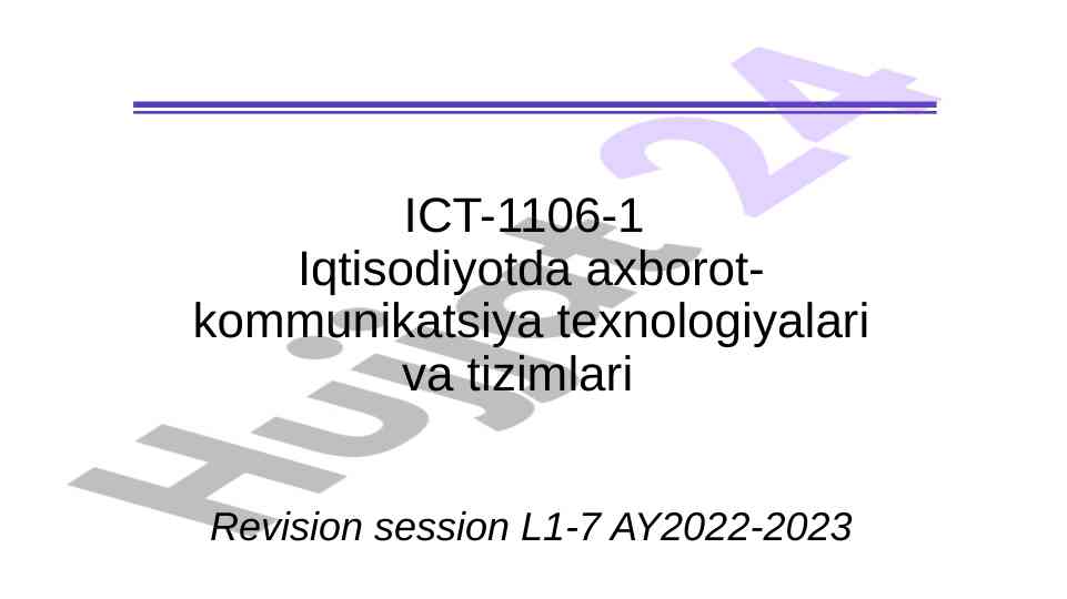 Axborot texnologiyalari va raqamli iqtisodiyot hakkida