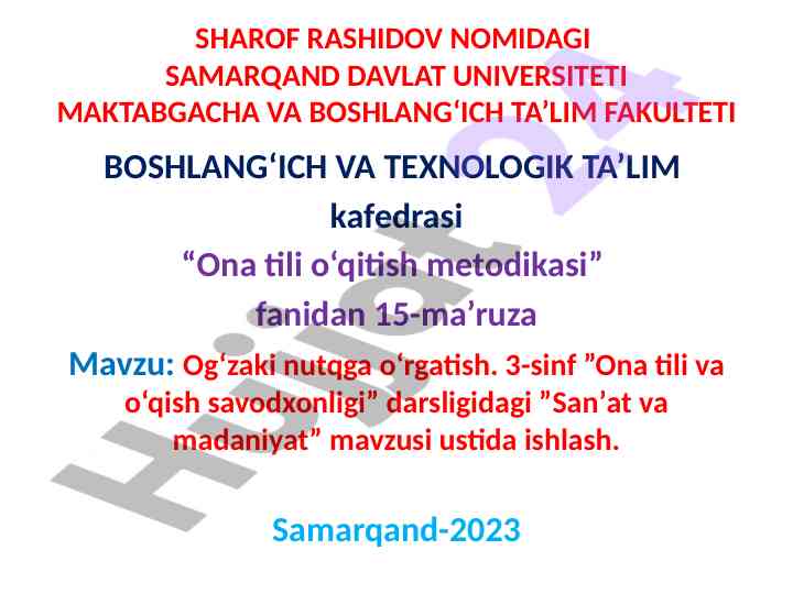Og‘zaki nutqga o‘rgatish metodikasi 3-sinf darslik