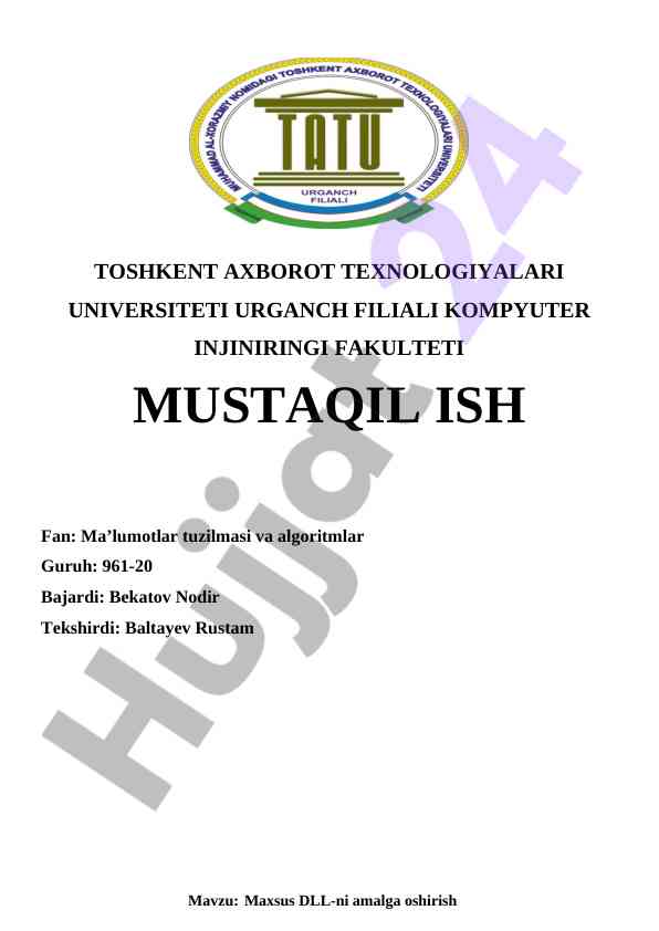 Maxsus dll-ni amalda olishi kiritish