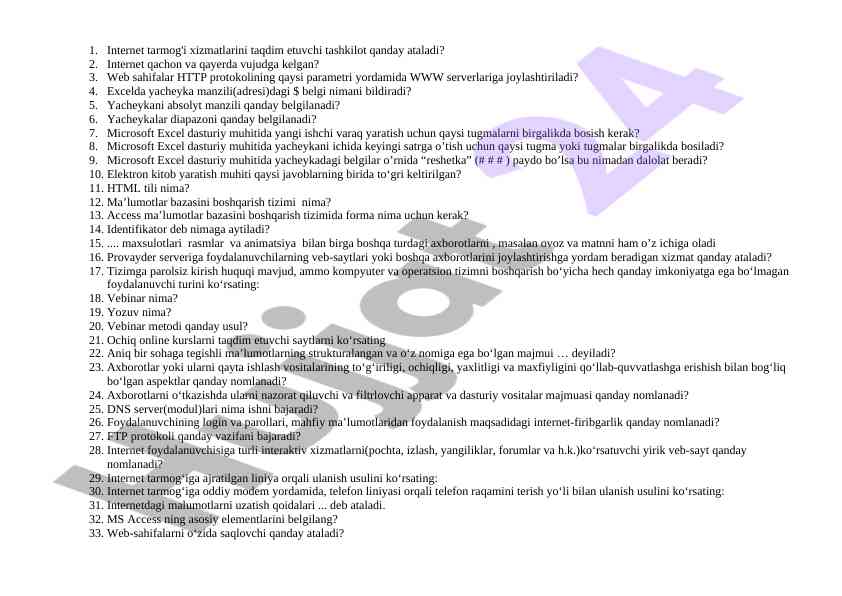 Microsoft excel darsligi va asosiy funktsiyalar