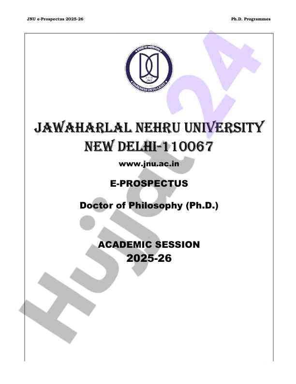 Jnu e-prospectus 2025-26 ph.d. programmes overview