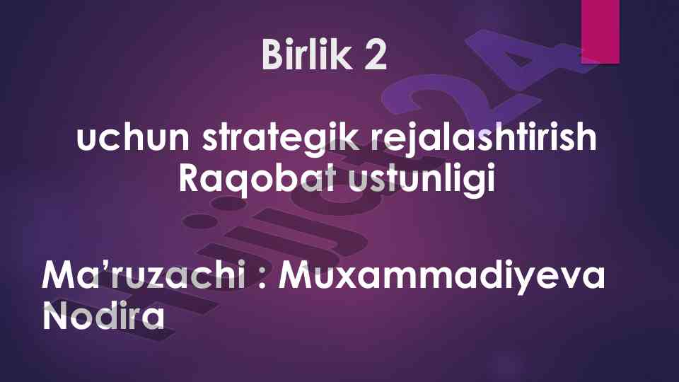 Strategik rejalashtirish va raqobat ustunligi
