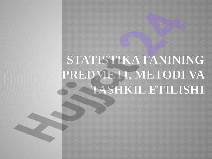 Statistika fanining asosiy kategoriyalari va metodlari