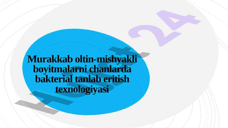 Bakterial Tanlab Eritish Texnologiyasi Rejasi