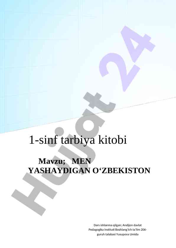 O‘quvchilarga o‘zbekiston mavzusida dars ishlanmasi
