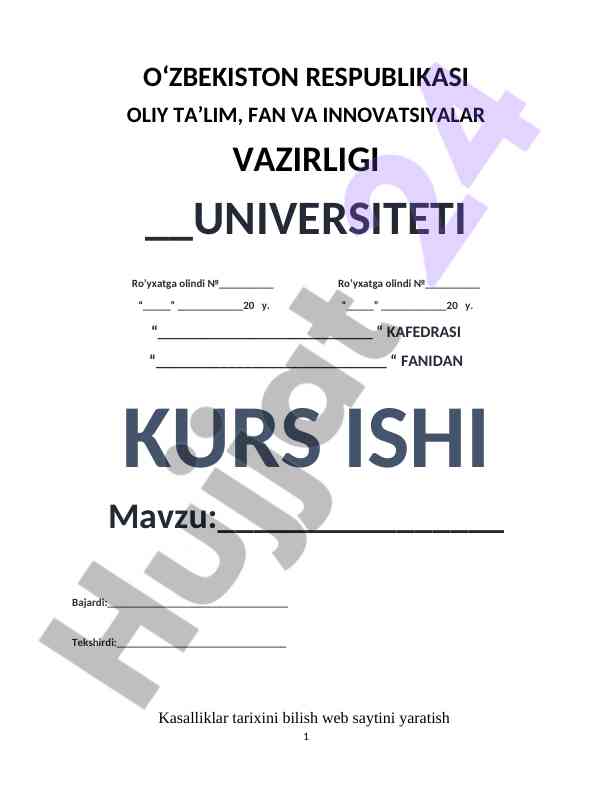 Web Saytni Yaratish Mavzusi Bo'yicha Kurs Ishlari