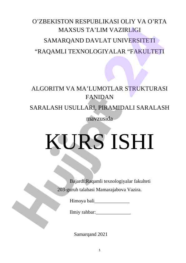 Saralash usullari va piramidali saralash mavzusi