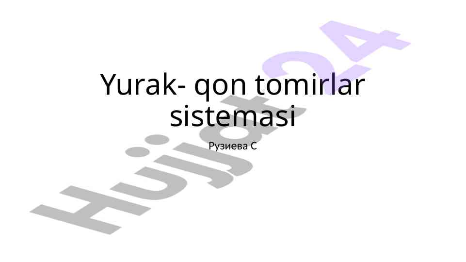 Yurak qon tomirlar sistemasining tahlili