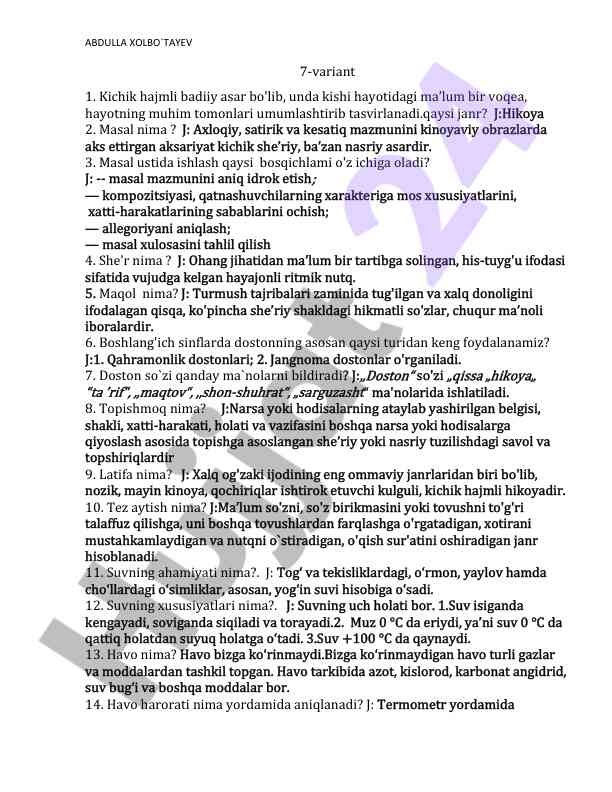Adabiyot turlari haqida ma'lumotlar