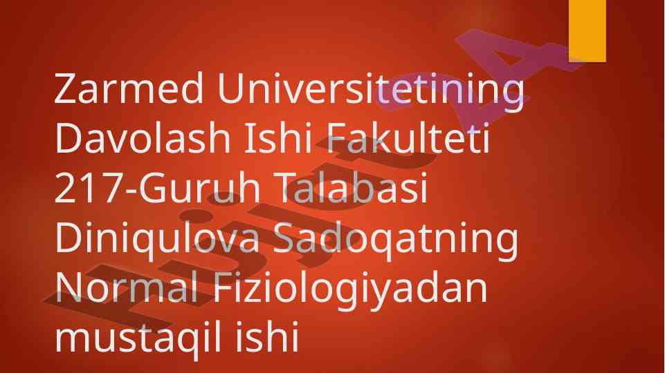 Gemoglabin va uning turlari mustaqil ish